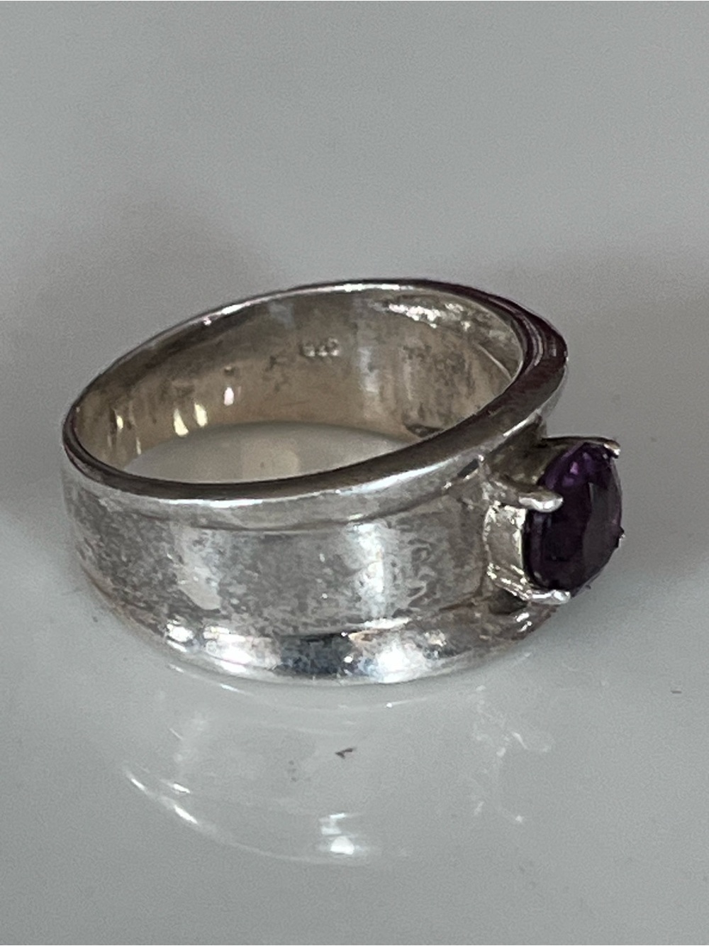Handmade Sterling Silver 925 Ring with Amethyst Gemstone Size 7 - Picture 7 of 16